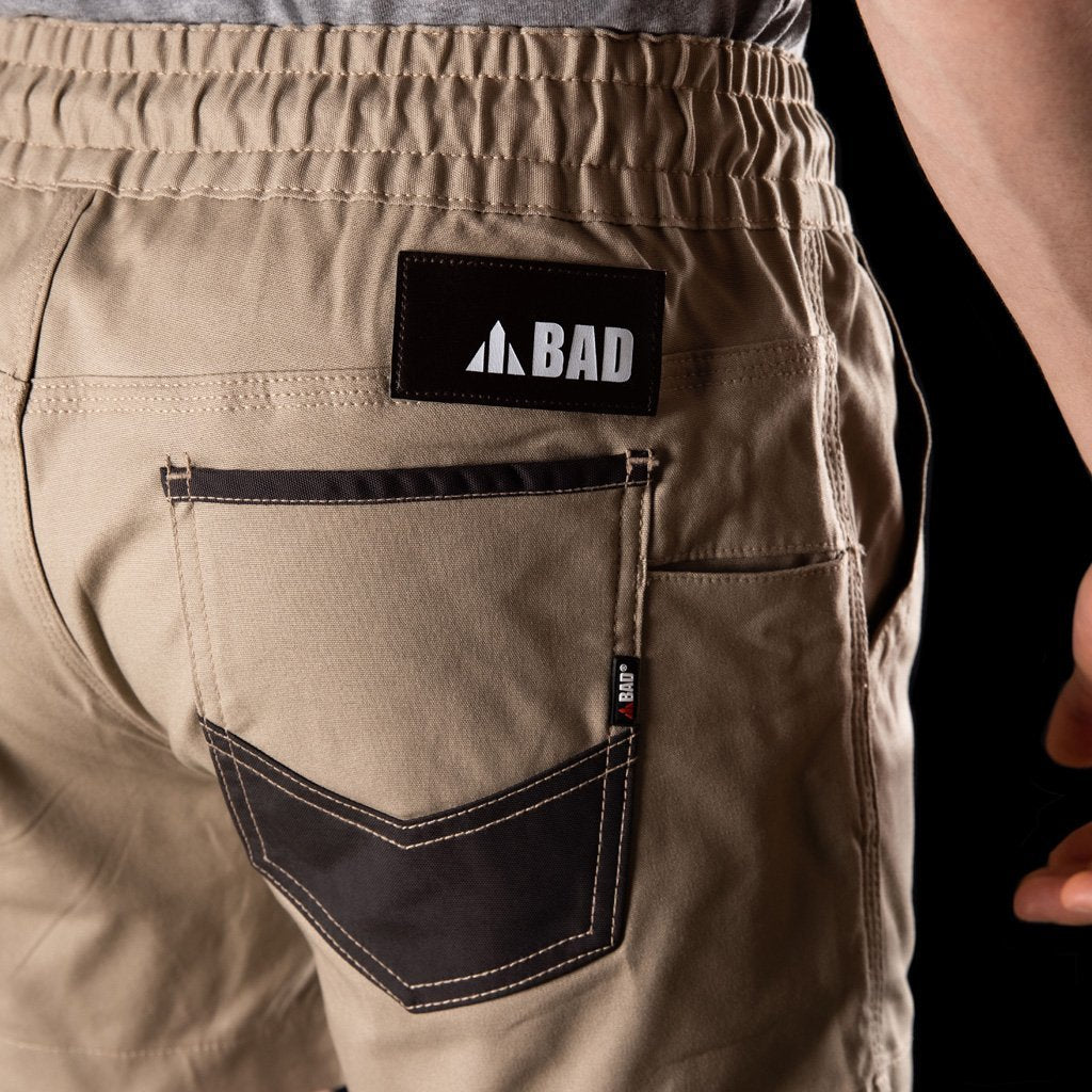 Mens khaki elastic sale waist shorts